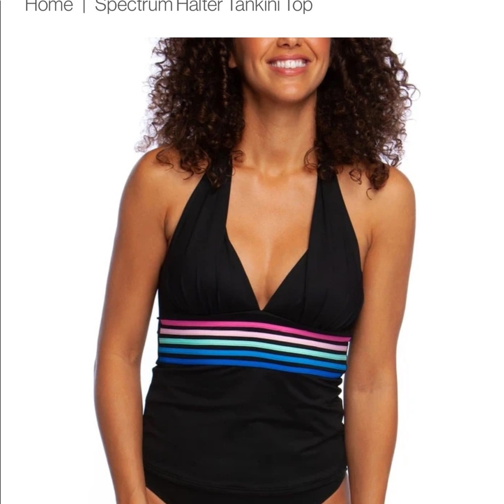 NWT la Blanca black and rainbow tankini size 8